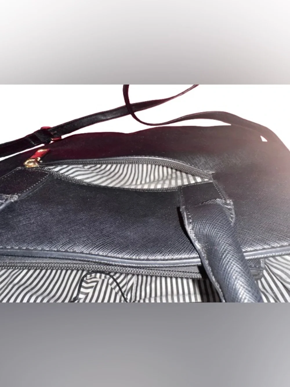 Carlos by Carlos Santana Black Leather Laptop Tote with Removable Strap